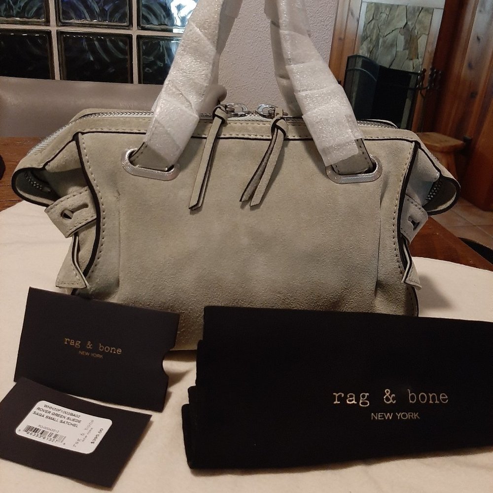 Rag and Bone Saga Satchel - Rover green suede *NEW
